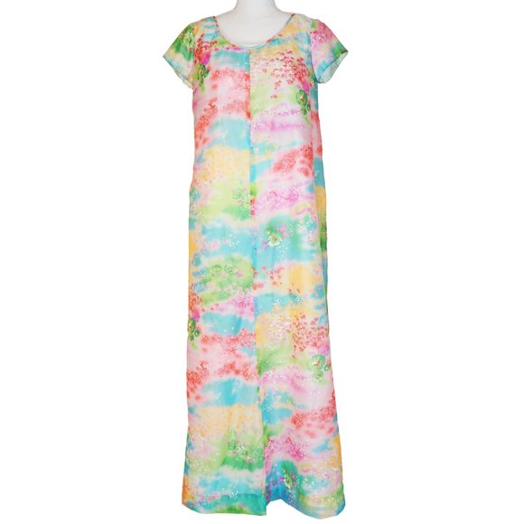 Vintage 1960s Psychedelic Hawaiian Muumuu/Mumu Made in Hawaii by Andrade - Picture 1 of 6